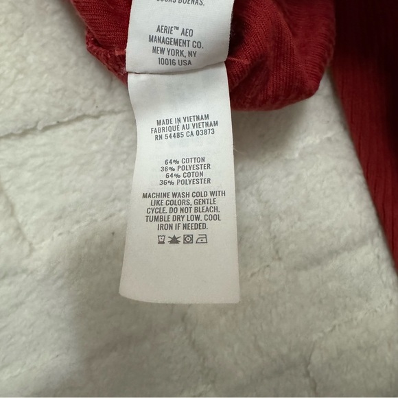 Aerie Red Ribbed Velour Flare Pants High Waisted Super Soft Size X-Small - Picture 6 of 6
